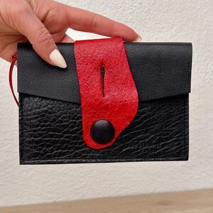 Diva St. Paul De Vence Black & Red Genuine Leather Modern Gothic Clutch Wallet